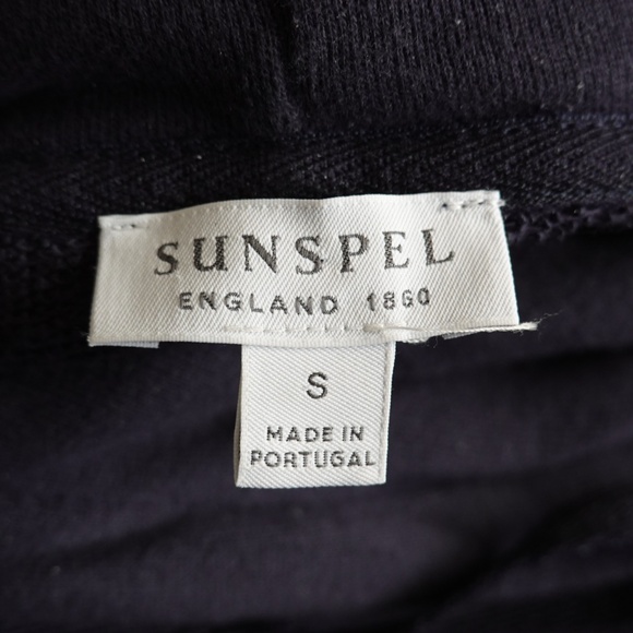 Sunspel Men Navy Blue Cotton Loopback Overhead Hoodie Pullover Size S - Picture 8 of 10
